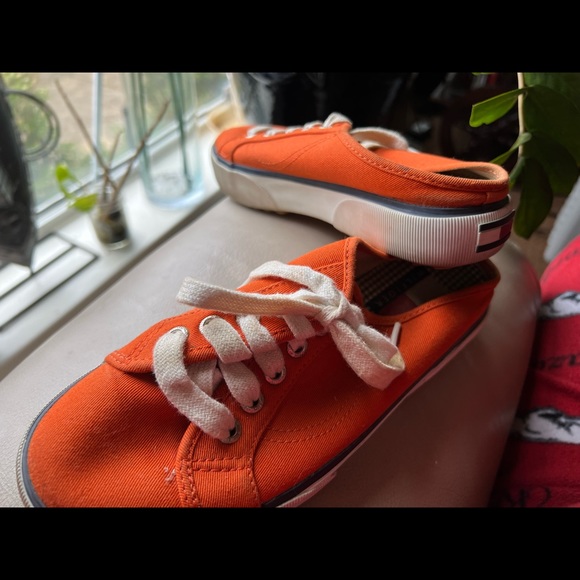 Size 6m Tommy Hilfiger orange tommy hilfiger mules Tennis Shoe Sneaker Vintage - Picture 3 of 6